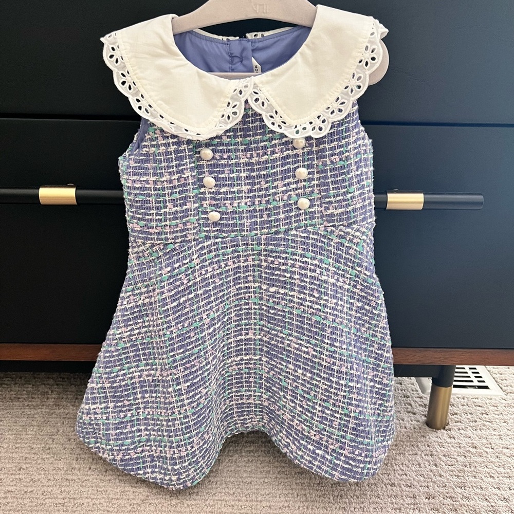 Janie & Jack Tweed Dress with Lace Collar